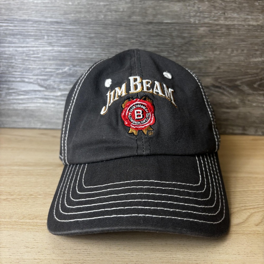 Jim Beam Hat Cap Strap Back Black White Embroidered Drink Smart Mens One Size